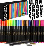 26 colors of permanent fabric markers with gold and silver shirt paint and letter stencils by mosaiz logo
