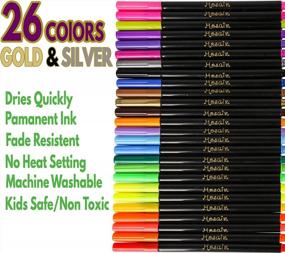 img 3 attached to 26 Colors Of Permanent Fabric Markers With Gold And Silver Shirt Paint And Letter Stencils By Mosaiz