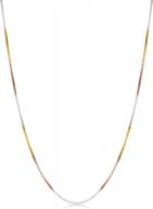 ожерелье-цепочка из стерлингового серебра и трехцветного золота для женщин (0,8 мм, 1,0 мм, 1,3 мм или 1,4 мм - размеры от 14 до 30 дюймов в длину) логотип