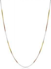 img 4 attached to Sterling Silver And Tricolor Gold Solid Box Chain Necklace For Women (0.8 Mm, 1.0 Mm, 1.3 Mm Or 1.4 Mm - Sizes From 14 To 30 Inches Long)