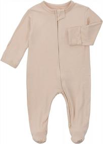 img 3 attached to Soft Bamboo Footed Baby Pajamas With Zipper And Mittens - Unisex Infant Newborn Sleep And Play Onesie