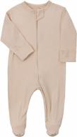 soft bamboo footed baby pajamas with zipper and mittens - unisex infant newborn sleep and play onesie логотип