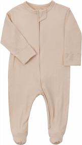 img 4 attached to Soft Bamboo Footed Baby Pajamas With Zipper And Mittens - Unisex Infant Newborn Sleep And Play Onesie