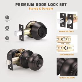 img 1 attached to Double Keyed Deadbolt And Door Knob Set, Oil Rubbed Bronze Front Door Knob And Deadbolt Set, Locking Door Knob With Key(Keyed Alike)