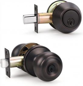 img 4 attached to Double Keyed Deadbolt And Door Knob Set, Oil Rubbed Bronze Front Door Knob And Deadbolt Set, Locking Door Knob With Key(Keyed Alike)