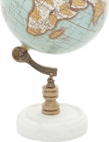 img 1 attached to Stylish And Chic: 7" X 7" X 11" Teal Marble Globe With Marble Base By Deco 79