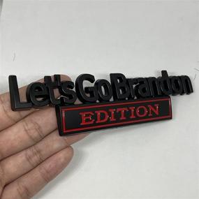 img 2 attached to 🚗 Let's Go Brandon Edition Car Decals - 2 Pack, 3D Raised Letters Emblem, Fender, Trunk, and Tailgate Metal Badge Car Chrome Decal (Black & Red)