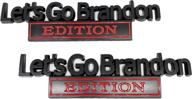 🚗 let's go brandon edition car decals - 2 pack, 3d raised letters emblem, fender, trunk, and tailgate metal badge car chrome decal (black & red) логотип