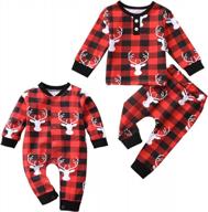 adorable buffalo plaid matching christmas outfits for toddler boys and girls - aalizzwell romper jumpsuit and pants set logo