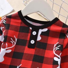 img 1 attached to Adorable Buffalo Plaid Matching Christmas Outfits For Toddler Boys And Girls - Aalizzwell Romper Jumpsuit And Pants Set