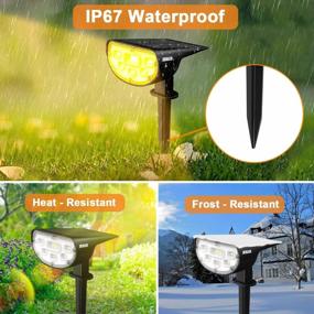img 2 attached to 2 Pcs JESLED Solar Outdoor Lights - All Night Lighting, IP67 Waterproof, 2 Modes For Yard Flag Garden Pathway Porch Walkway