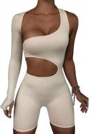 women's sexy cut out one shoulder jumpsuit: lufeng long sleeve bodycon romper clubwear logo