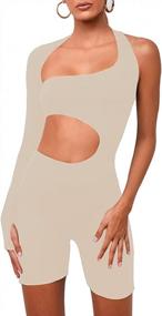 img 2 attached to Women'S Sexy Cut Out One Shoulder Jumpsuit: LuFeng Long Sleeve Bodycon Romper Clubwear