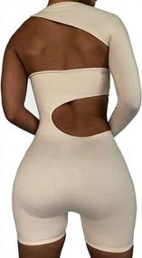 img 3 attached to Women'S Sexy Cut Out One Shoulder Jumpsuit: LuFeng Long Sleeve Bodycon Romper Clubwear