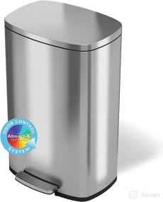 img 4 attached to Premium iTouchless SoftStep 13.2 Gallon Step Trash Can - Stainless Steel 50 Liter Pedal Garbage Bin with Odor Filter System | Ideal for Kitchen, Home, Office | Silent & Gentle Lid Close