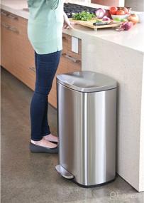 img 2 attached to Premium iTouchless SoftStep 13.2 Gallon Step Trash Can - Stainless Steel 50 Liter Pedal Garbage Bin with Odor Filter System | Ideal for Kitchen, Home, Office | Silent & Gentle Lid Close