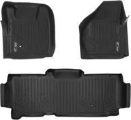 enhanced maxliner floor mats 2 row liner set 🔝 in black for 2008-2010 ford f-250 / f-350 super duty supercab logo