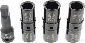 img 2 attached to 🔧 ABN 4-Piece Impact Lug Nut Socket Set - 1/2 inch Drive Double Side Flip Sockets, Thin Wall Tire Sockets