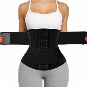 img 4 attached to KIWI RATA Neoprene Sauna Waist Trainer Corset: Achieve Fitness & Back Support with Sweat Belt Compression Cincher for Women