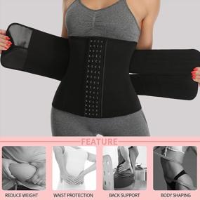 img 2 attached to KIWI RATA Neoprene Sauna Waist Trainer Corset: Achieve Fitness & Back Support with Sweat Belt Compression Cincher for Women