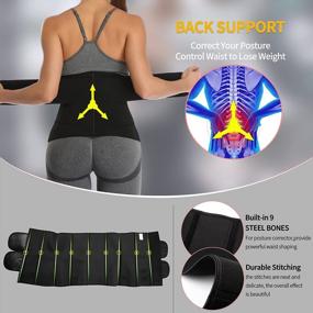 img 1 attached to KIWI RATA Neoprene Sauna Waist Trainer Corset: Achieve Fitness & Back Support with Sweat Belt Compression Cincher for Women