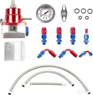 yeshma aluminum adjustable universal efi fuel pressure regulator kit with 0-100psi pressure gauge an6-6an fuel line hose fitting connectors kit (blue&amp logo