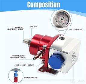 img 1 attached to YESHMA Алюминиевый регулируемый универсальный комплект регулятора давления топлива EFI с манометром 0-100 фунтов на квадратный дюйм AN6-6AN Комплект фитингов для шлангов топливной линии (синий и усилитель)