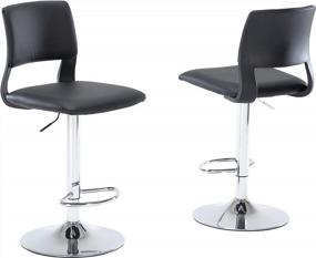 img 1 attached to Set Of 2 Sidanli Black Faux Leather Bar Stools With Adjustable Seat Height For Improved Search Engine Visibility