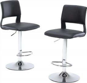 img 3 attached to Set Of 2 Sidanli Black Faux Leather Bar Stools With Adjustable Seat Height For Improved Search Engine Visibility