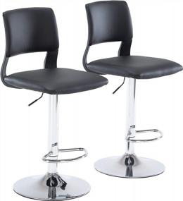 img 2 attached to Set Of 2 Sidanli Black Faux Leather Bar Stools With Adjustable Seat Height For Improved Search Engine Visibility