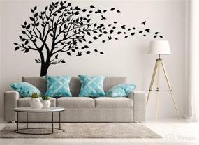 img 4 attached to 🌳 Black Large Tree Blowing in the Wind Wall Decals - Vinyl Art Sticker for Kids Rooms, Teen Girls, and Boys - Wallpaper Murals, Nursery Decor, Nursery Decals, Wall Stickers