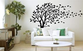 img 1 attached to 🌳 Black Large Tree Blowing in the Wind Wall Decals - Vinyl Art Sticker for Kids Rooms, Teen Girls, and Boys - Wallpaper Murals, Nursery Decor, Nursery Decals, Wall Stickers