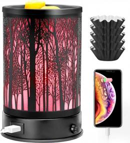 img 4 attached to USB Charged Hituiter Wax Melt Warmer With 7 Color LED Lighting And Classic Black Forest Design For Scented Wax, Oil, And Candle Melts - Perfect Home Décor And Gift