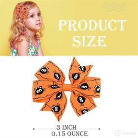 img 3 attached to 🎀 Set of 12 Hair Bows Clips - 3" Boutique Alligator Halloween Bow with Grosgrain Ribbon Accessories for Girls, Babies, Toddlers, and Kids