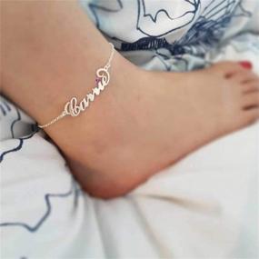 img 1 attached to DayOfShe Personalized Name Bracelet or Anklet for Women | Custom Engraved Inspirational Cuff Bangle | Infinity Love Gift for Mom Couples
