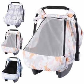 img 4 attached to SMTTW Car Seat Cover For Babies, Stretchy Breathable Carseat Canopy With Peek Window, Multiuse Infant Stroller Cover For Baby Boys Girls, Privacy Sun Shade & Wind Protect For Summer (Elk)