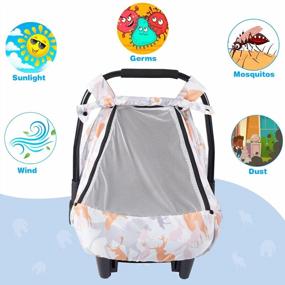 img 2 attached to SMTTW Car Seat Cover For Babies, Stretchy Breathable Carseat Canopy With Peek Window, Multiuse Infant Stroller Cover For Baby Boys Girls, Privacy Sun Shade & Wind Protect For Summer (Elk)