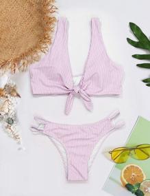 img 1 attached to BMJL Women's Detachable Padded Cutout Push Up Striped Bikini Set - Sexy Two Piece Swimsuit...