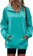 oversized women's quarter-zip sweatshirts by lecieldusoir - everyday casual long-sleeve pullover tops logo