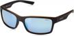 revo sunglasses crawler: performance wrap frame with polarized blue water lens, matte black tortoise design logo