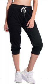 img 4 attached to Black Cropped French Terry Jogger Sweatpants For Women - Loose Fit Lounge Pants With Drawstring Waist And Side Pockets By SPECIALMAGIC In Size L