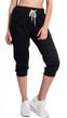 black cropped french terry jogger sweatpants for women - loose fit lounge pants with drawstring waist and side pockets by specialmagic in size l logo