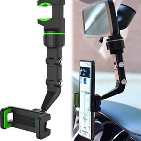 img 3 attached to Universal Car Phone Holder with 360° Rearview Mirror, GPS Mount, and Multifunctional Features - Green