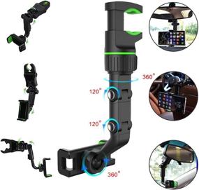 img 1 attached to Universal Car Phone Holder with 360° Rearview Mirror, GPS Mount, and Multifunctional Features - Green