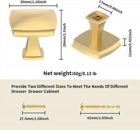 img 3 attached to BIGLUFU 1.2 Inch Kitchen Cabinet Knobs, 5 Pack Gold Drawer Knobs, Solid Brushed Brass Square Dresser Knobs Cabinet Hardware For Cupboard Closet Drawer Pulls