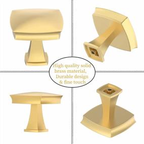 img 2 attached to BIGLUFU 1.2 Inch Kitchen Cabinet Knobs, 5 Pack Gold Drawer Knobs, Solid Brushed Brass Square Dresser Knobs Cabinet Hardware For Cupboard Closet Drawer Pulls
