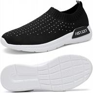 comfortable and stylish women's slip-on walking shoes in black - hsyzzy breathable mesh sock sneakers in size 6 logo