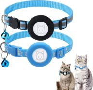 🐱 2pack airtag cat collar: reflective, safety buckle, removable bell, waterproof airtag holder compatible with apple airtag - small pet collar logo