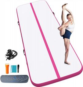 img 4 attached to Air Gymnastics Mat 10/13Ft Inflatable Training Mats 4In Thickness Electric Pump Cheerleading Yoga Beach Home Use