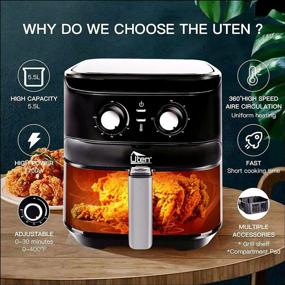 img 3 attached to Uten 5.8Quart Large Electric Air Fryer - Oilless Cooking With 8-In-1 Functionality For Family Meals